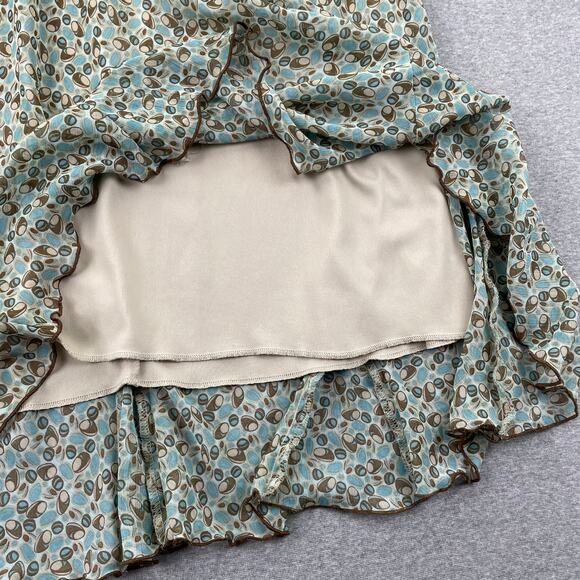 Vintage Dressbarn Y2K Midi Skirt 14/16 Teal Brown Funky Retro Flare Hem Fairy - Picture 11 of 13